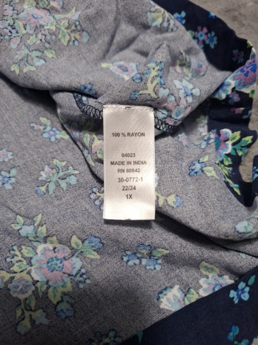 Woman Within Top Womens Size 1X 22/24 Button-Front Mixed Print Cottagecore Tunic - Picture 10 of 11